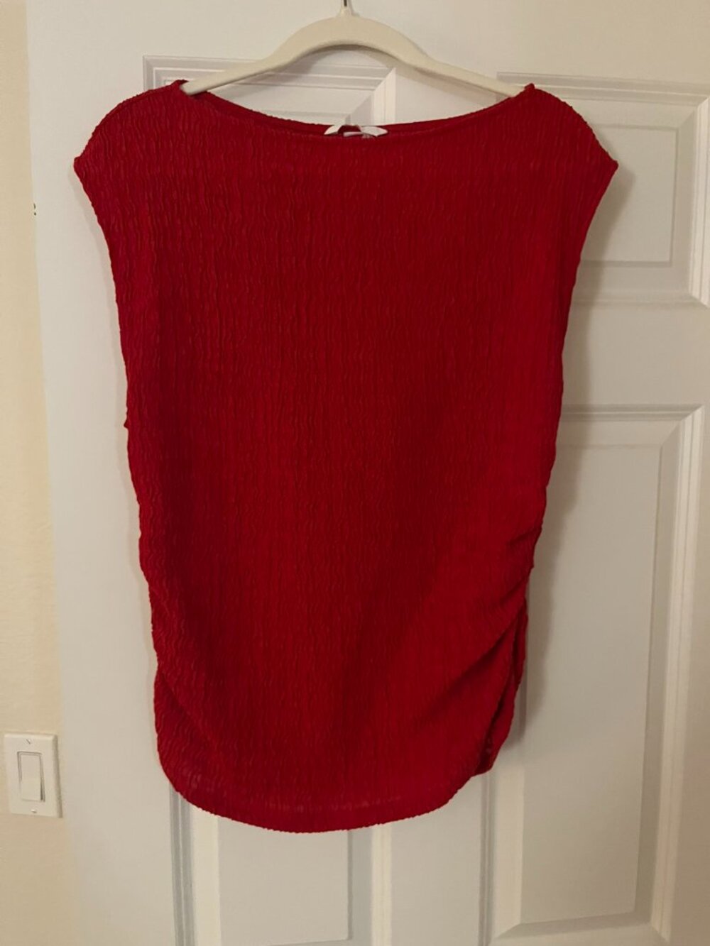 Red Textured Boat Neck Top H&M